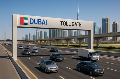 Dubai toll road with smooth traffic flow Dubai toll road with smooth traffic flow