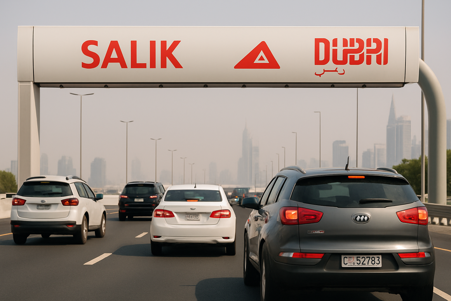 Motorists using electronic toll collection in Dubai